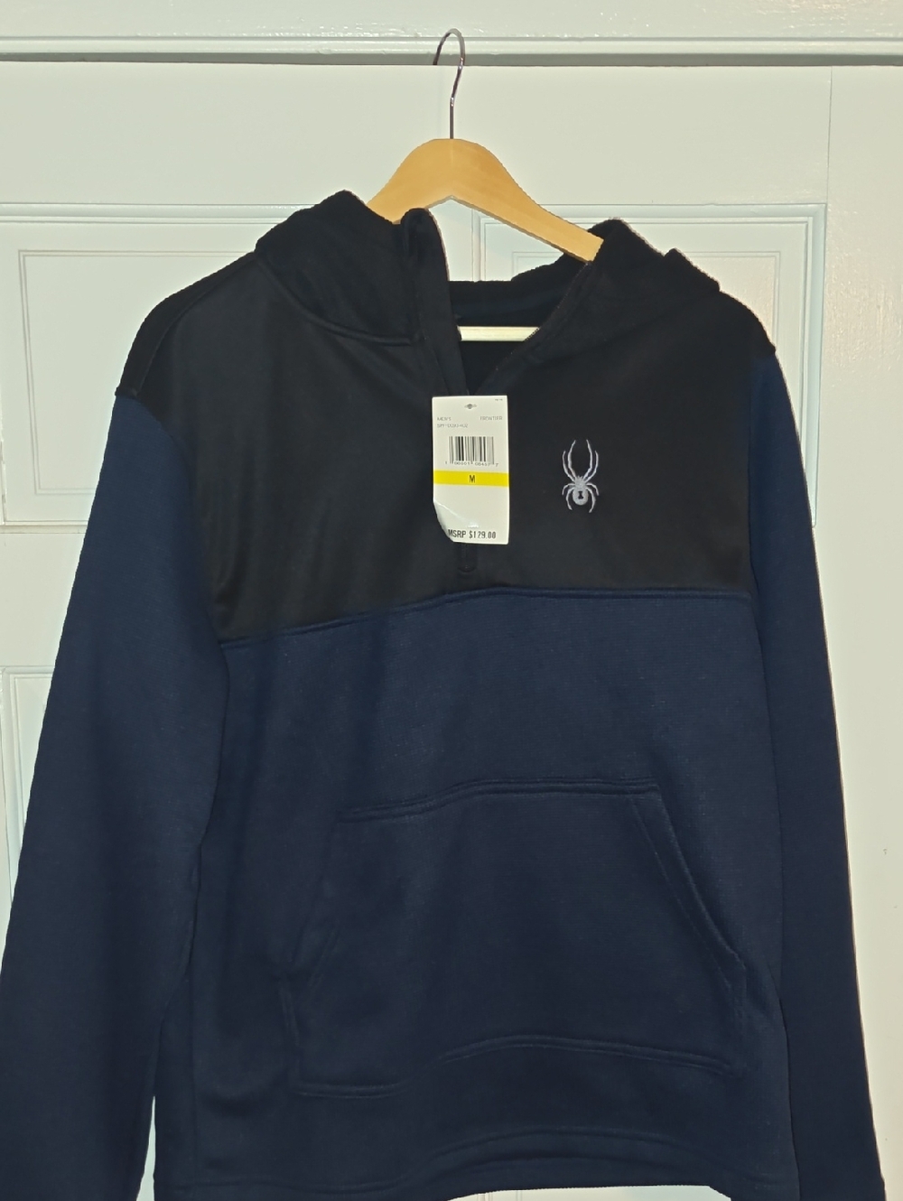 Men's Two-Tone Black and Navy Pullover Hoodie